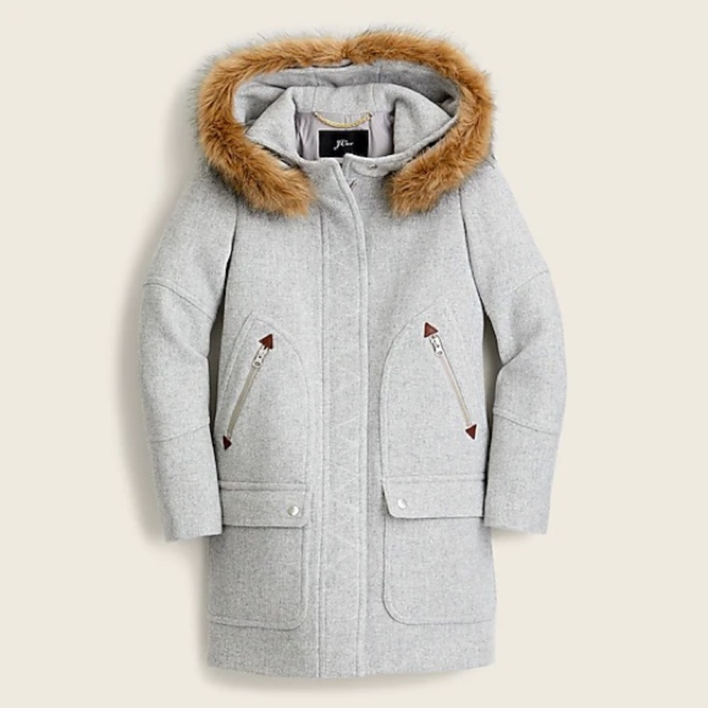 J. Crew Petite Chateau parka in Italian stadium-cloth wool